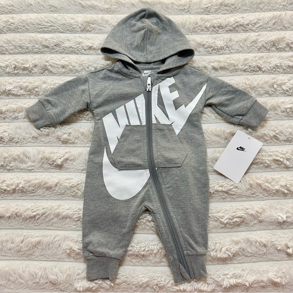 Nike Other - NWT Nike Grey Heathered Hoodie Zip Up Spellout Onesie